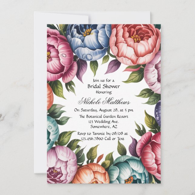 Elegantes Brautparty für Blumenreath Einladung (Vorderseite)
