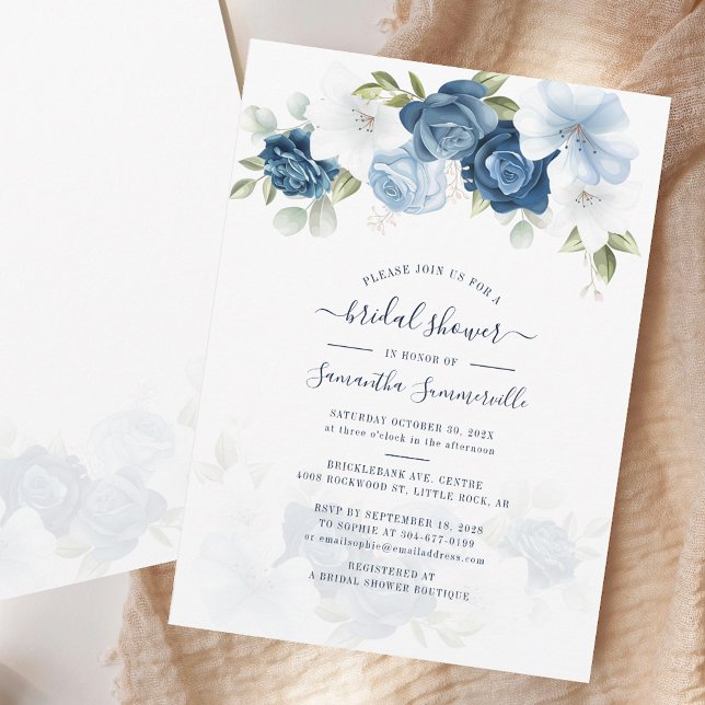 Elegantes Brautparty für Blumenschrift Einladung (Elegant Floral Script Watercolor Bridal Shower Invitation)