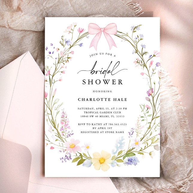 Elegantes Brautparty für die Wildblume Floral Einladung (Von Creator hochgeladen)
