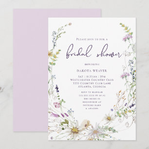 Elegantes Brautparty für Minimalistische Wildblume Einladung