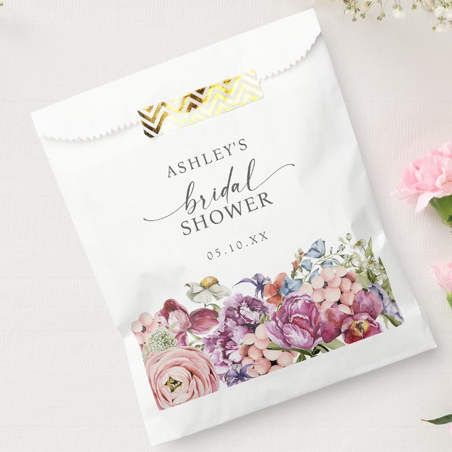 Elegantes Brautparty Geschenktütchen (Elegant Floral Jewel Tone Bridal Shower Favor Bag by Painted Paperie
)