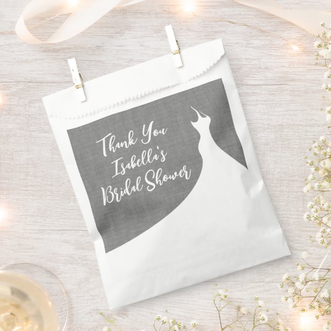 Elegantes Brautparty Gevor Beutel graue Leinen Geschenktütchen (Ausgeschnitten)
