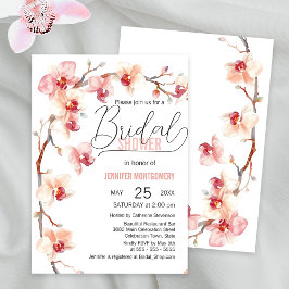Elegantes Brautparty in Rosa und Weiß Orchideen Einladung