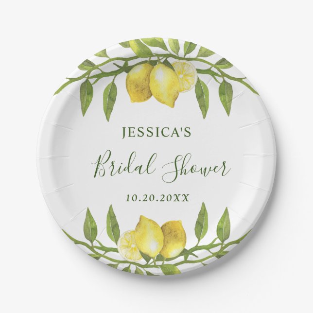 Elegantes BRAUTPARTY Lemons Pappteller (Vorderseite)