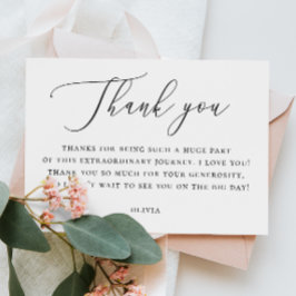 Elegantes Brautparty | Minimalistisches Skript Dankeskarte