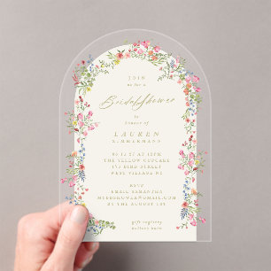 elegantes Brautparty mit Blumen Acryleinladungen