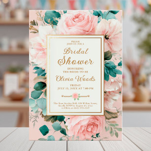 Elegantes Brautparty mit Blumen Einladung