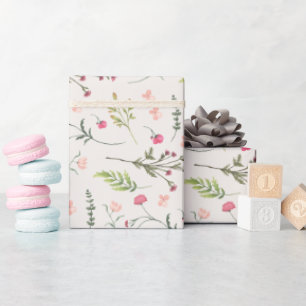 Elegantes Brautparty mit Blumenrosa und Grün Geschenkpapier