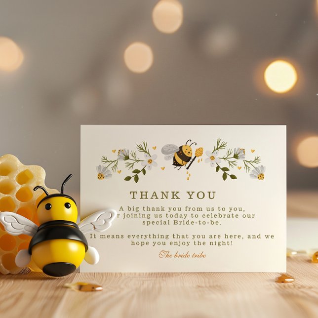 Elegantes Brautparty mit Blütenbienen Dankeskarte (Von Creator hochgeladen)