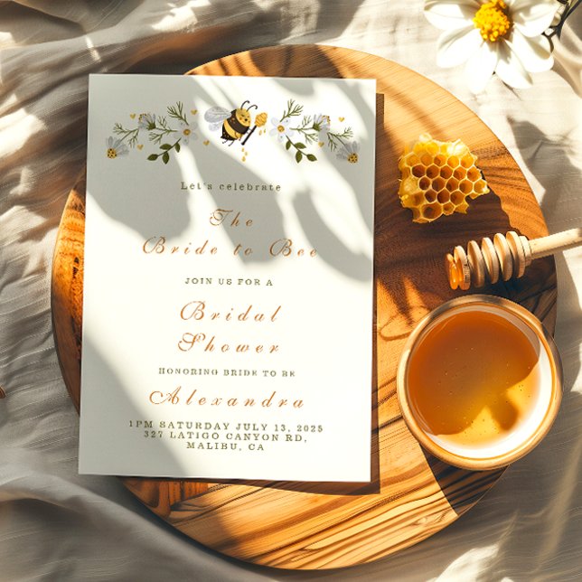 Elegantes Brautparty mit Blütenbienen Einladung (Von Creator hochgeladen)