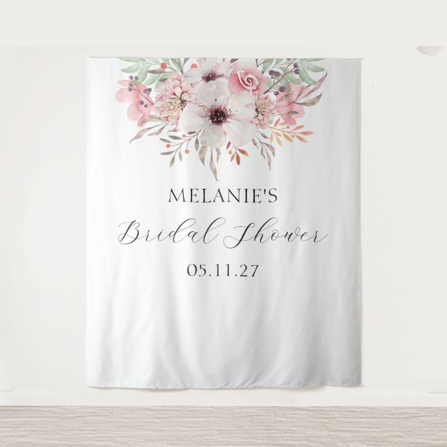 Elegantes Brautparty mit floralen Farben Wandteppich (Vorderseite)