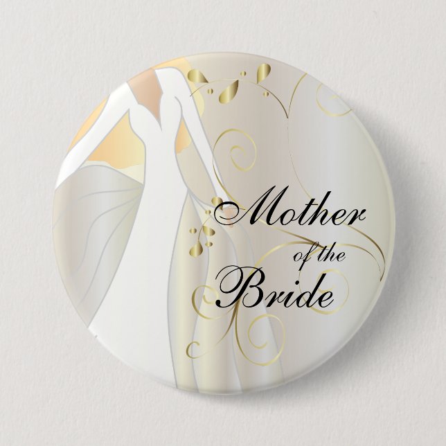 Elegantes Brautparty mit Goldakzenten Button (Vorderseite)