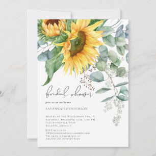 Elegantes Brautparty mit Sonnenblumen Einladung