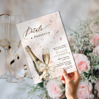 Elegantes Brautparty mit Wasserfarben und Prosecco Einladung