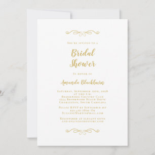 Elegantes Brautparty Moderne Script Hochzeiten Gol Einladung