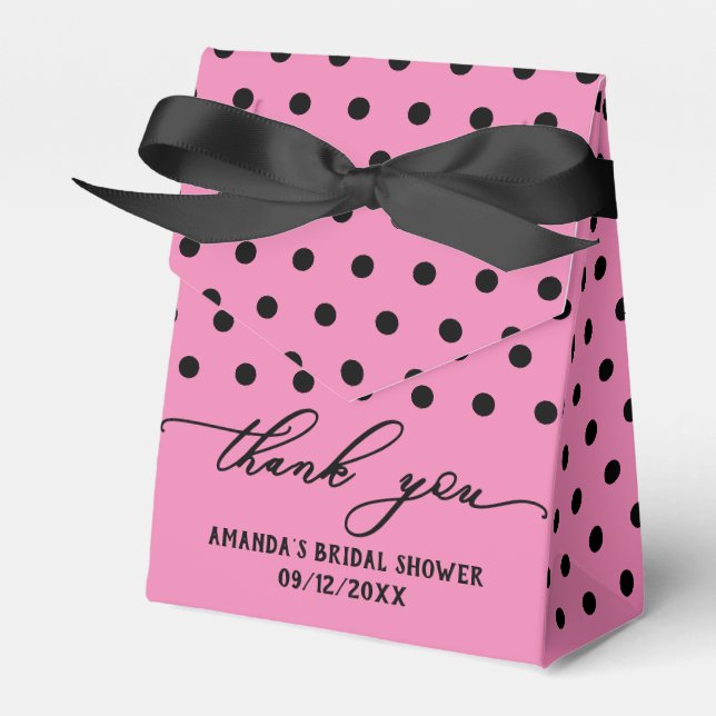 Elegantes Brautparty Pink Polka Dots Gefälligkeits Geschenkschachtel (Vorderseite)
