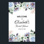 Elegantes Brautparty Poster<br><div class="desc">Eleganter blumenreicher Kranz mit violetten Blumen und Blätter,  perfekt für ein Begrüßungszeichen für das Brautparty Ihrer zukünftigen Braut. Die Standardgröße ist 8 x 12,  aber Sie können die Größe ändern. PASSENDE Einladungen und mehr in unserem Geschäft.</div>