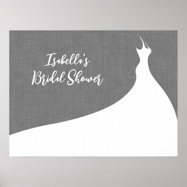 Elegantes Brautparty Poster, graue Leinen Poster (Vorne)