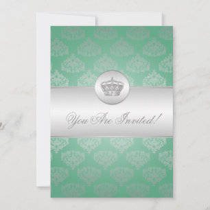 Elegantes Brautparty Royal Crown Mint Green Einladung