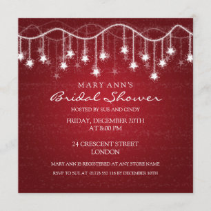 Elegantes Brautparty Schimmersteine Rot Einladung