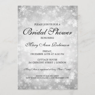 Elegantes Brautparty Silver Winter Wonderland Einladung