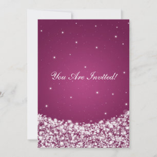 Elegantes Brautparty Star Sparkle Berry Pink Einladung