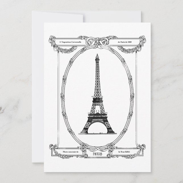 Elegantes Brautparty-Vintage Paris-Postkarte Einladung (Vorderseite)
