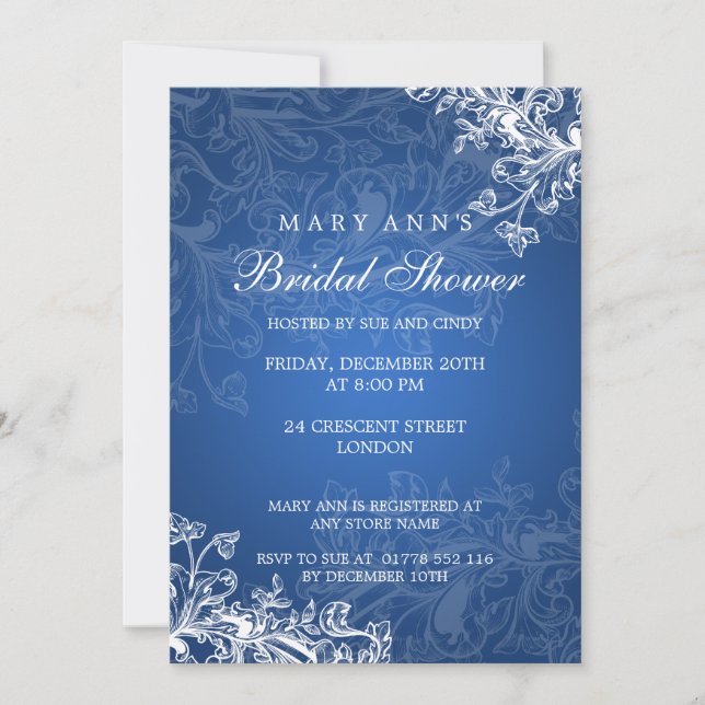 Elegantes Brautparty Vintage Wirbel Einladung (Vorderseite)