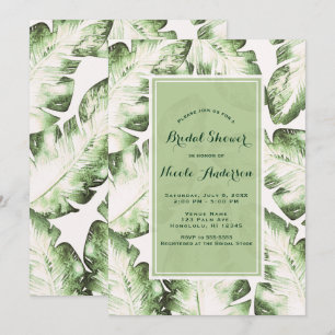 Elegantes Brautparty von White Green Tropical Blät Einladung