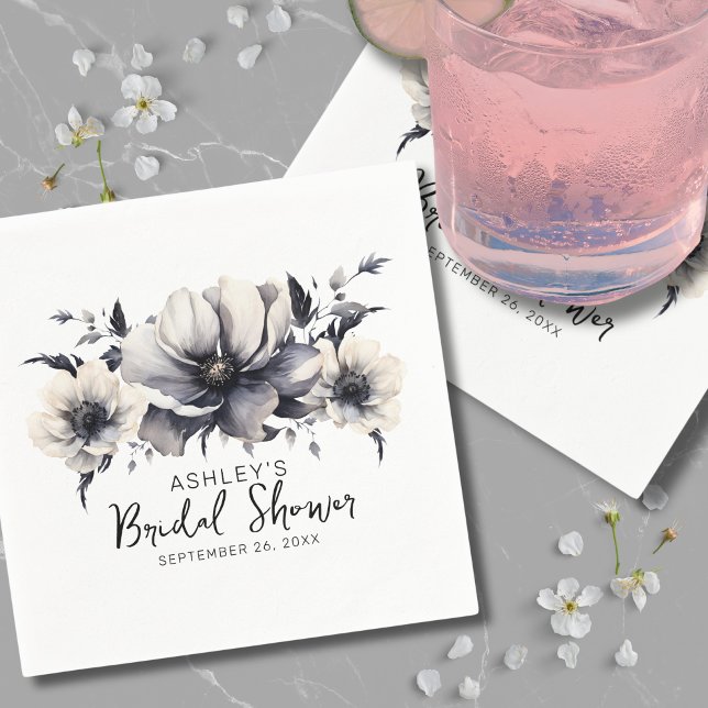 Elegantes Brautparty Wasserfarben Serviette (Elegant Watercolor Floral Bridal Shower Napkins)
