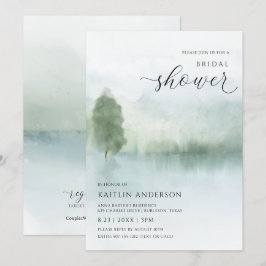 Elegantes Brautparty Watercolor Lake and Trees Einladung