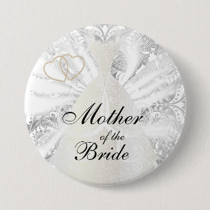Elegantes Brautparty-weißer Satin-Entwurf Button