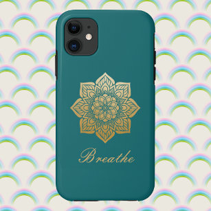 Elegantes Breathe Gold Mandala auf Rich Green Case-Mate iPhone Hülle