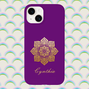 Elegantes Breathe Lila und Gold Mandala Case-Mate iPhone 14 Hülle