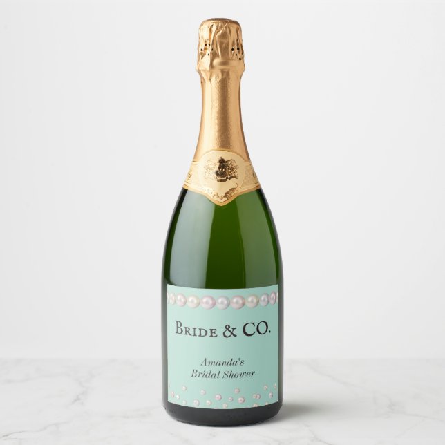 Elegantes Bride & Co Aquamarines Blue Pearl Brautp (Vorderseite)
