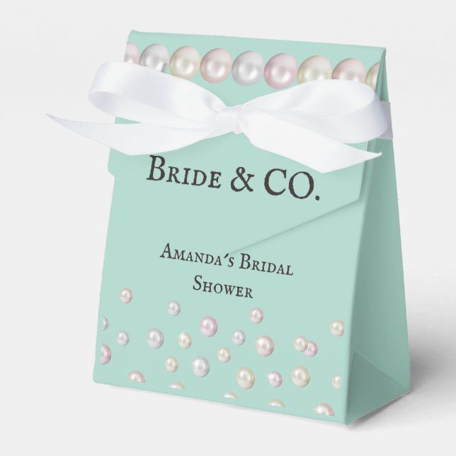Elegantes Bride & Co Aquamarines Blue Pearl Brautp Geschenkschachtel (Vorderseite)
