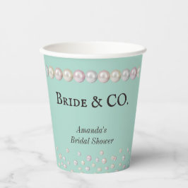 Elegantes Bride & Co Aquamarines Blue Pearl Brautp Pappbecher