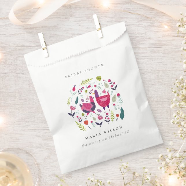 Elegantes Bright Folk Farm Floral Bird Brautparty Geschenktütchen (Ausgeschnitten)