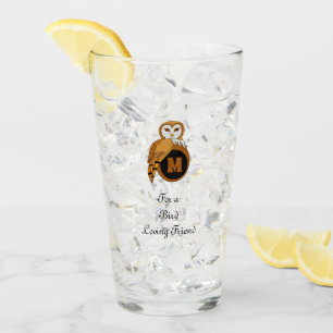 Elegantes Britisches Barn Owl Monogramm Glas