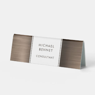 Elegantes Bronze Brown-Brushed Metallic Business Tischaufsteller