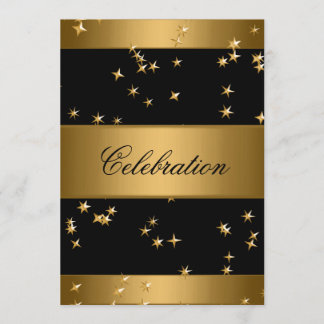 Elegantes Bronze Gold Metal Stars Black Event Einladung