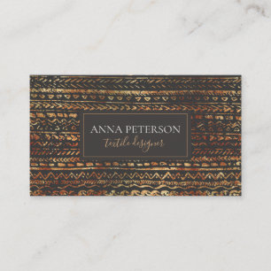 Elegantes Bronze-Gold-Tribal Ethnisches Muster Visitenkarte