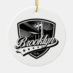 Elegantes Brooklyn-Shield- und Swoosh-Design Keramik Ornament