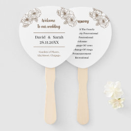 Elegantes Brown Blume Personalisiert Hochzeitsprog Fächer