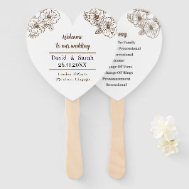 Elegantes Brown Blume Personalisiert Hochzeitsprog Fächer