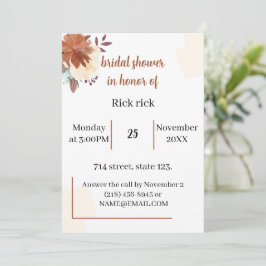 Elegantes Brown Custom-Brautparty Einladung