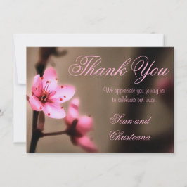 Elegantes Brown und rosa japanische Kirschblüte Dankeskarte