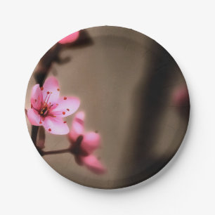 Elegantes Brown und rosa japanisches Kirschblossom Pappteller