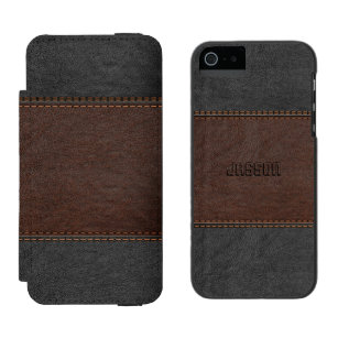 Elegantes Brown und Vintages schwarzes Leder Incipio Watson™ iPhone 5 Geldbörsen Hülle