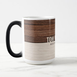 Elegantes Brown Wood Texture Modern Style Monogram Verwandlungstasse
